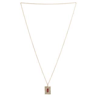 Emerald Carvings and Ruby Beads Necklace with a Rosecut Diamond Set in ...