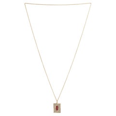 Certified Octagon Ruby Reversible Pendant in 18K Gold with Enamel