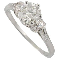 Certified Old Cut Diamond Platinum Engagement Ring 0.88 Carat
