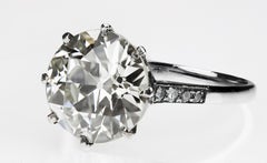 Certified Old European Big/Huge Round Diamond Solitaire 4.9 Carat Ring Art Deco