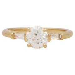 Certified Old European Cut Diamond and Baguette Ring