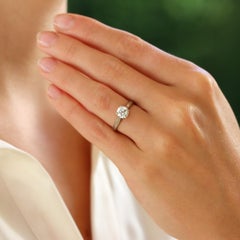 Certified Old European Cut Diamond Solitaire Engagement Ring Set in 18k Gold