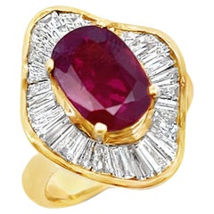 Retro Certified Oval Ruby & Diamond Ballerina Ring