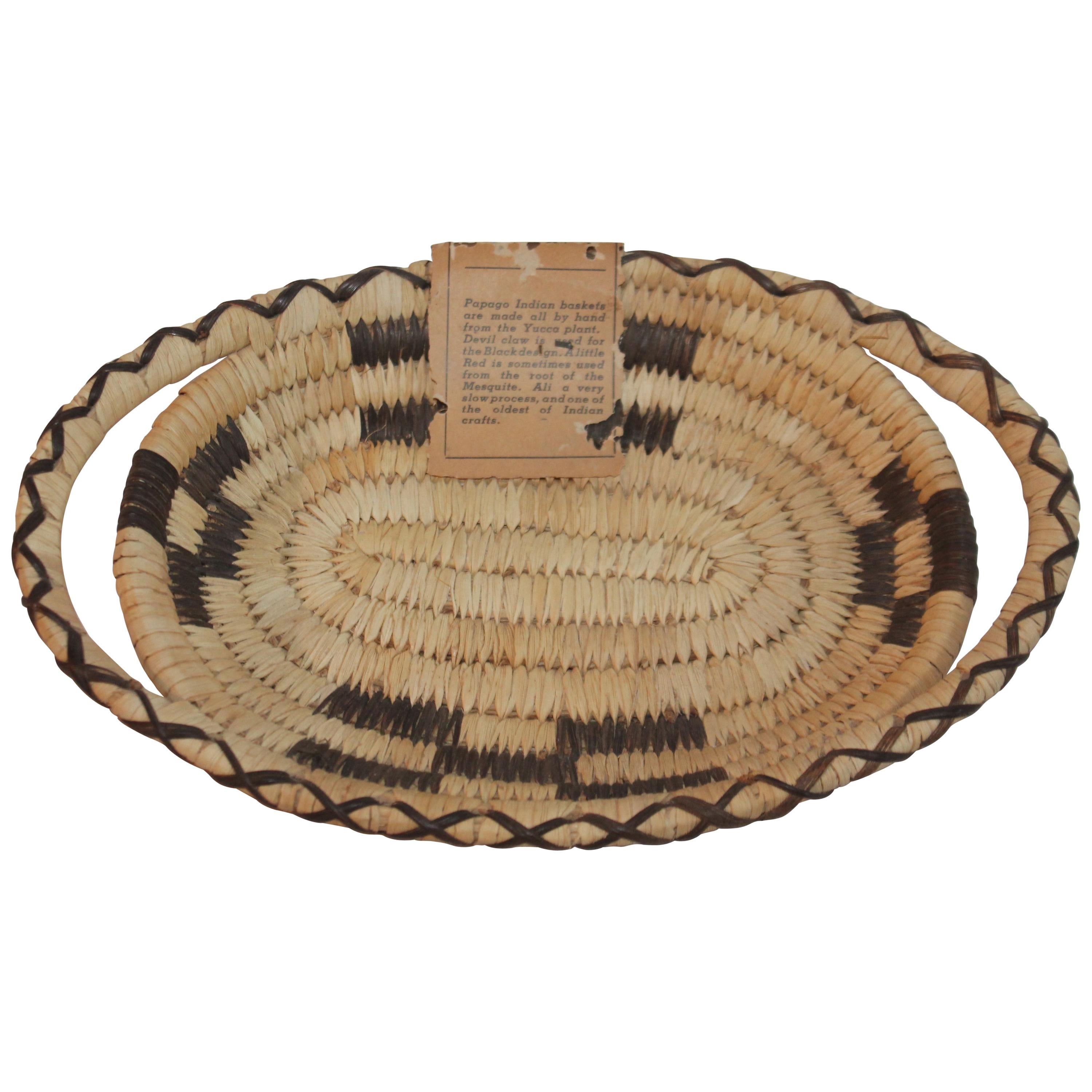 Certified Papago Arizona Basket with the Original Papers For Sale
