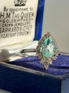 Paraiba Turmalin Diamanten 18K Weißgold Cocktail Ring