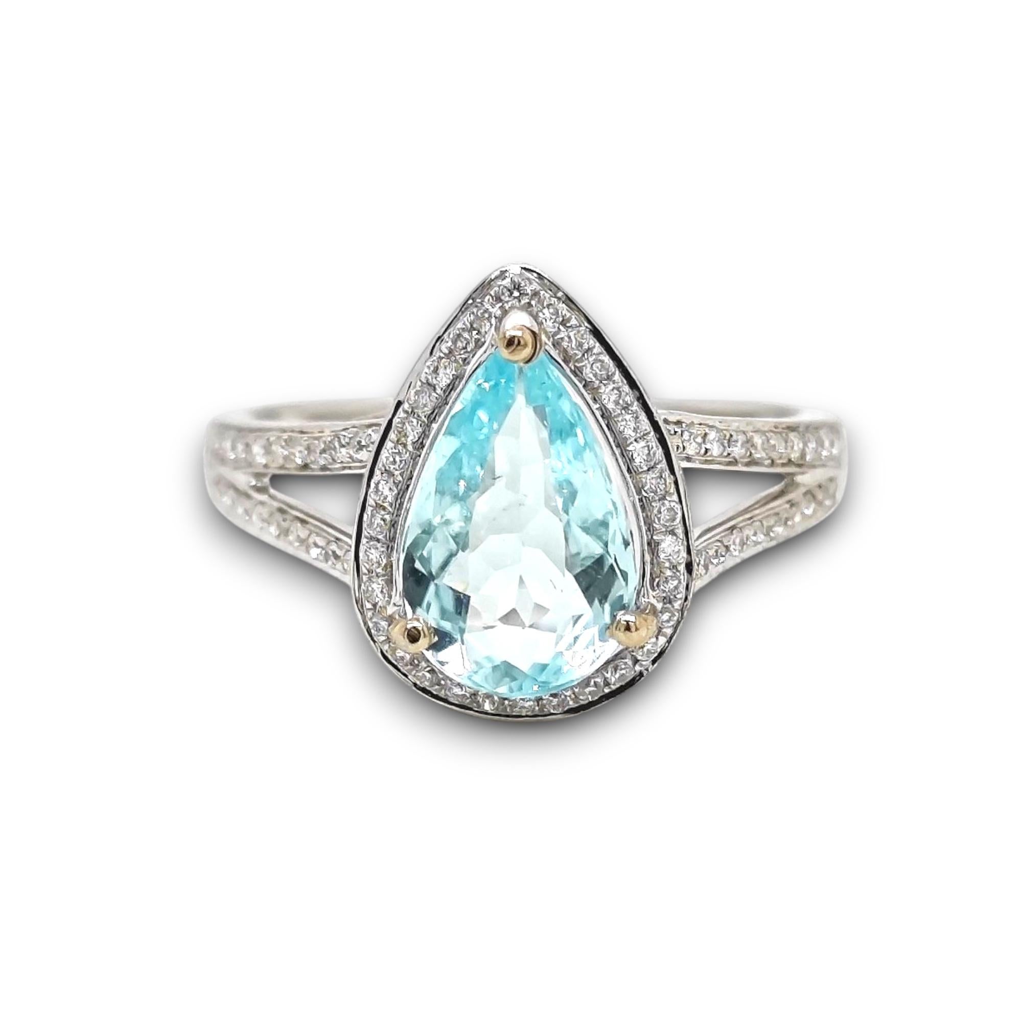 Oval Cut 1.85 Carat Certified Paraiba Tourmaline White Diamond White Gold Ring For Sale