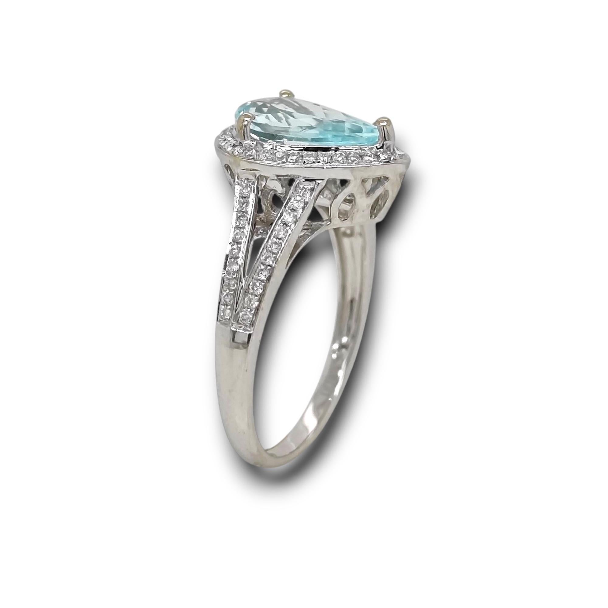 1.85 Carat Certified Paraiba Tourmaline White Diamond White Gold Ring In New Condition For Sale In New York, NY