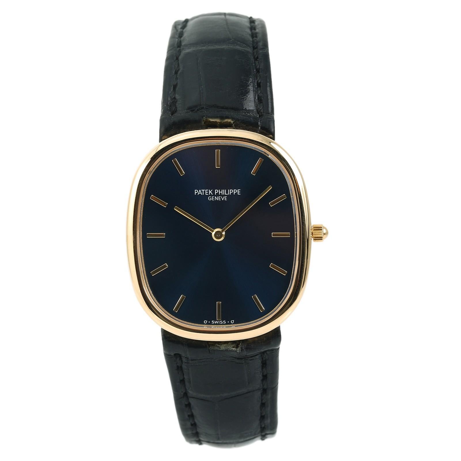 Certified Patek Philippe 3738/100J Men's Automatic Watch Blue Dial 18 Karat Gold