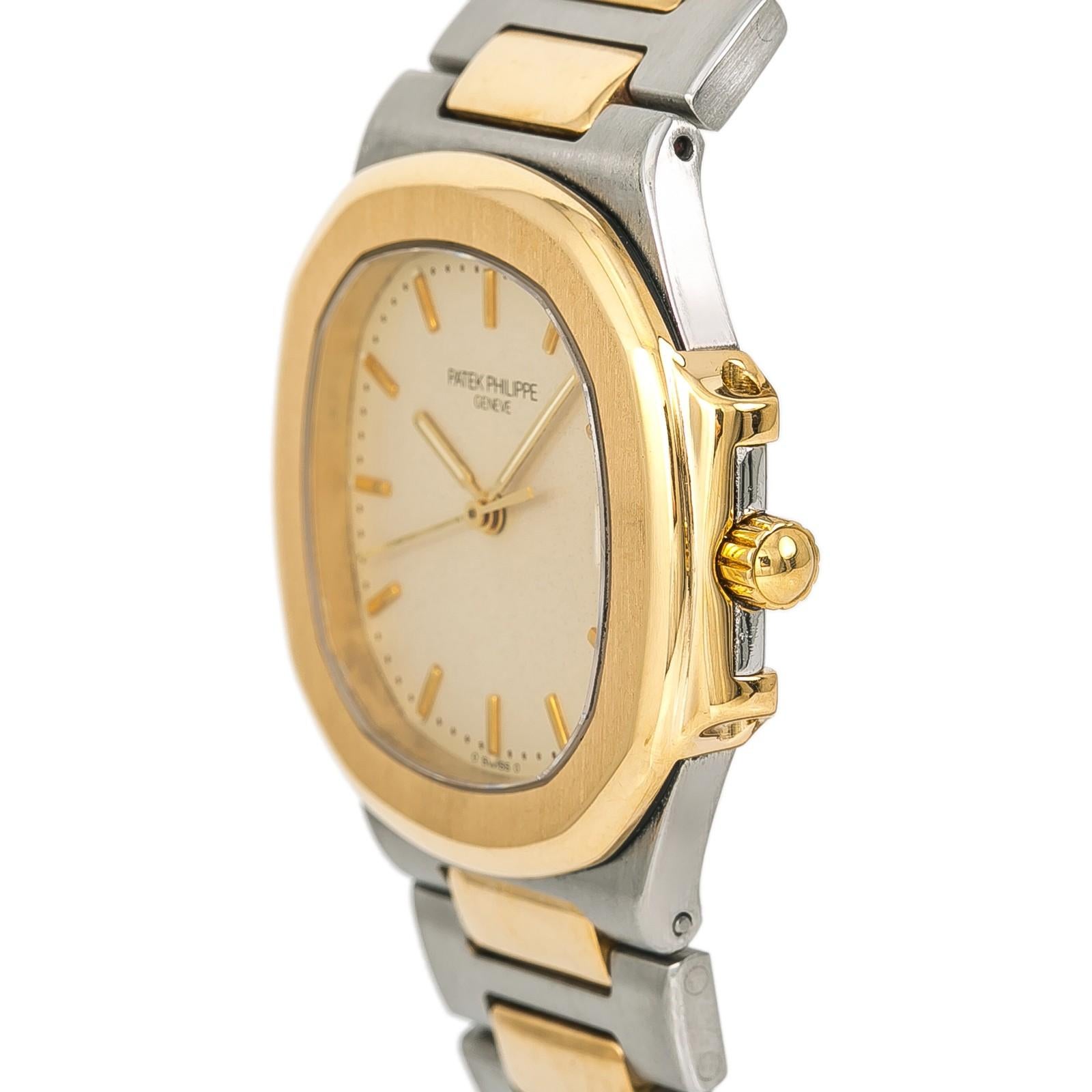 Contemporary Certified: Patek Philippe Nautilus 3900/001 Women's Quartz Watch 18K YG & SS W/P