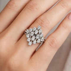 Poire certifiée 1.31 Ct Diamond Cluster Ring 18k White Gold Jewelry