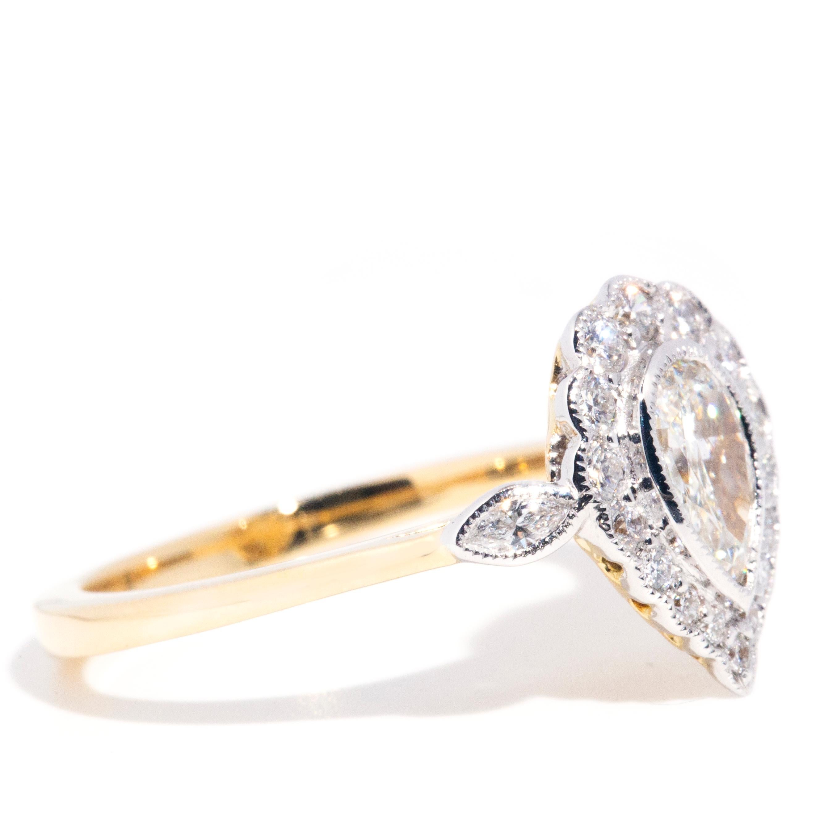 Certified Pear Cut Diamond Contemporary 18 Carat Gold Halo Engagement Ring 2