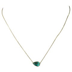 Certified Pear Shape Colombian Emerald Pendant Necklace