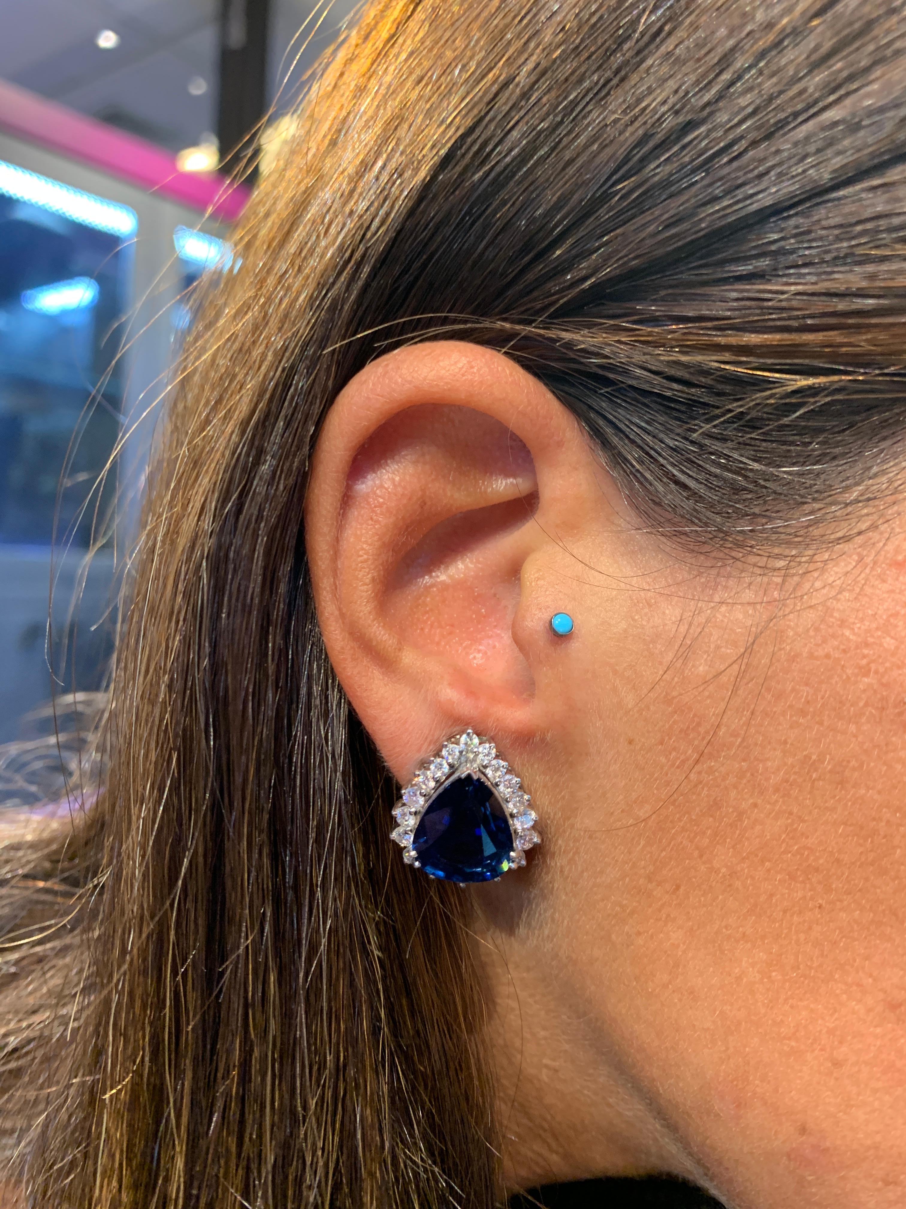 Certified Pear Shape Sapphire and Diamond Earrings 1