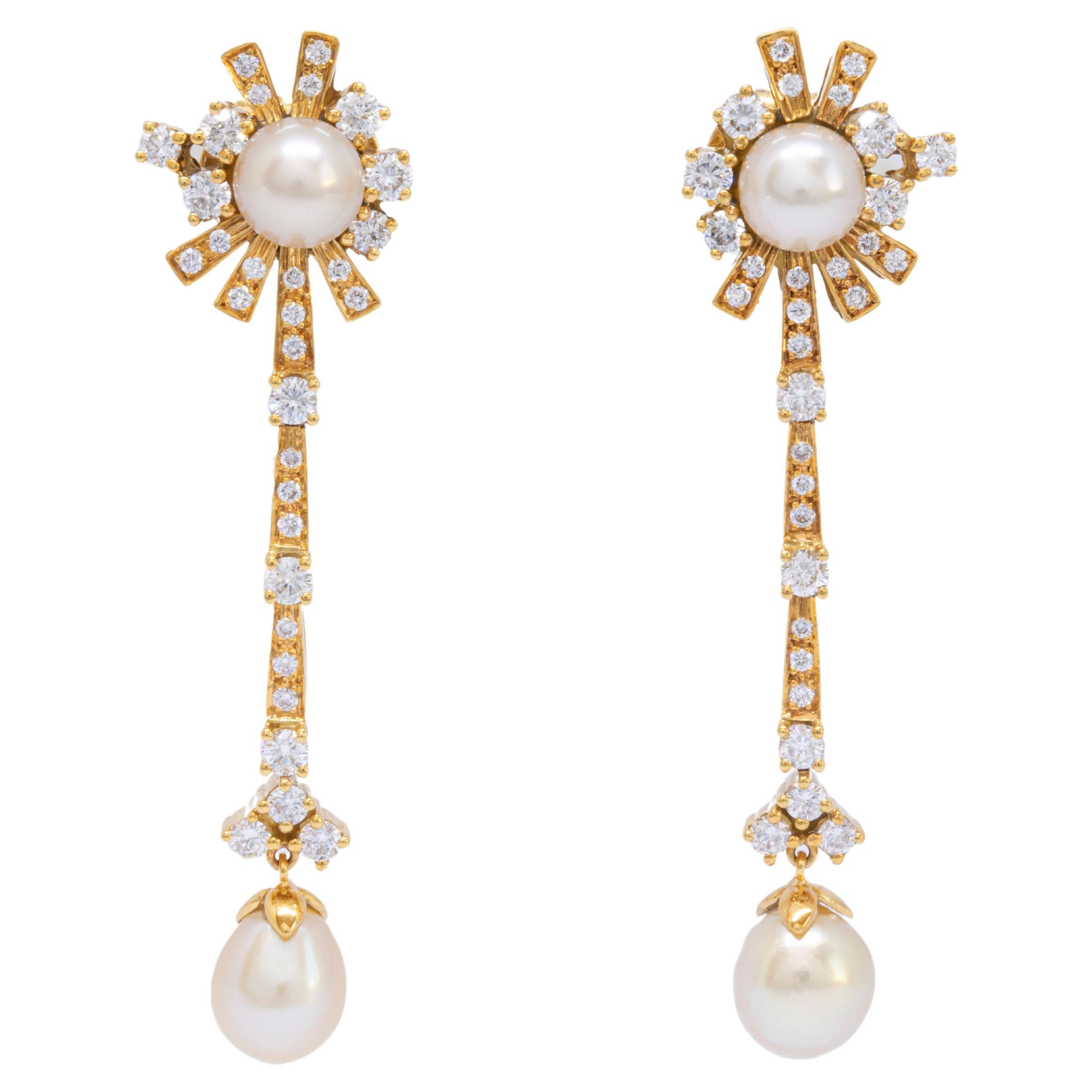 Certified Pinctada Radiata Drop and Button Pearls in 18k Yellow Gold Earrings For Sale