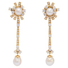 Certified Pinctada Radiata Drop and Button Pearls in 18k Yellow Gold Earrings
