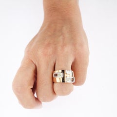 Certified Pink and White Golden Ring with Radiant Cut Yellow and White Diamonds