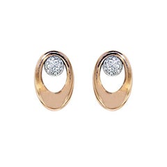Certified Pink Gold Diamond Earrings Three Pairs of Interchangeable Pendants