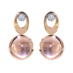Certified Pink Gold Diamond Earrings Three Pairs of Interchangeable Pendants