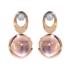 Certified Pink Gold Diamond Earrings Three Pairs of Interchangeable Pendants