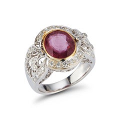 Certified Pink Sapphire & Diamond Ring