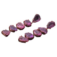 Certified Pink Sapphire Rose Cut 18 Karat Rose Gold Drop Earrings