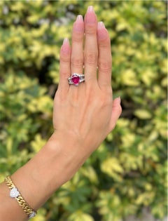 Certified Platinum Pinkish-Red Burma Ruby Ring