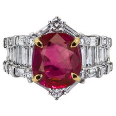 Certified Platinum Pinkish-Red Burma Ruby Ring
