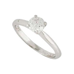 Certified Platinum Round Brilliant Cut Diamond Engagement Ring 0.52ct D/IF