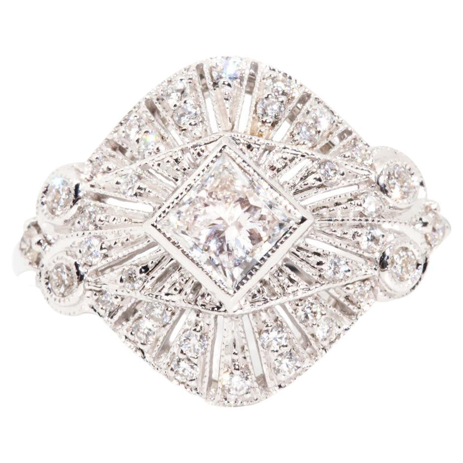 1.62ct Round Brilliant Cut Diamond Claw Set Cluster Engagement Ring in 18ct White Gold main image 0