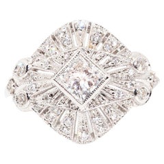 Certified Princess and Round Brilliant Diamond 18 Carat White Gold Cluster Ring