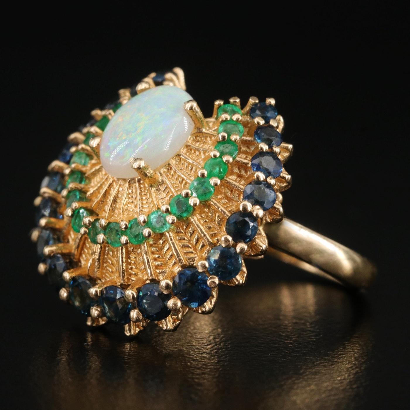Oval Cut Certified Princess Sumair, the Gems of the Royal Peacock, Gemstone Ring / 14K