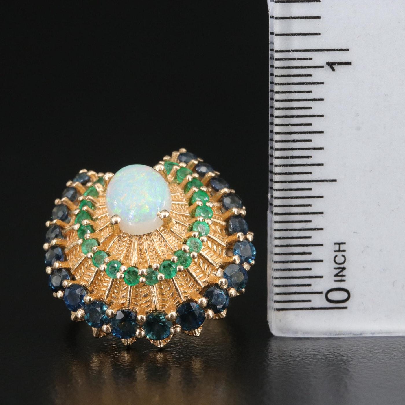 Certified Princess Sumair, the Gems of the Royal Peacock, Gemstone Ring / 14K In Excellent Condition In Rancho Mirage, CA