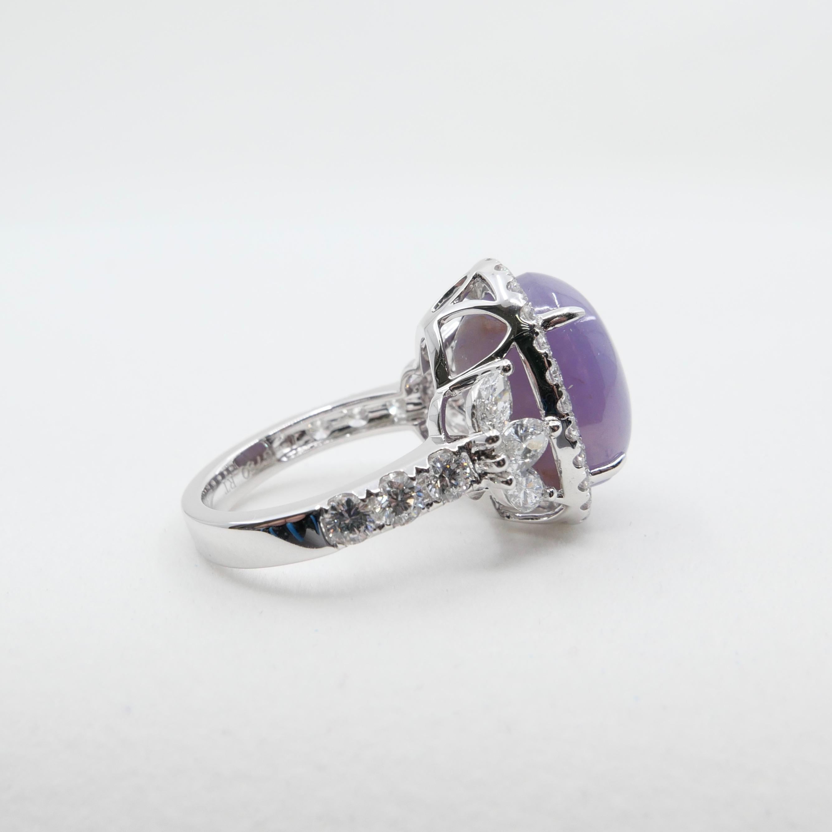 Certified Purple Star Sapphire 20.70 Carat Diamond Cocktail Ring, Statement Ring 5