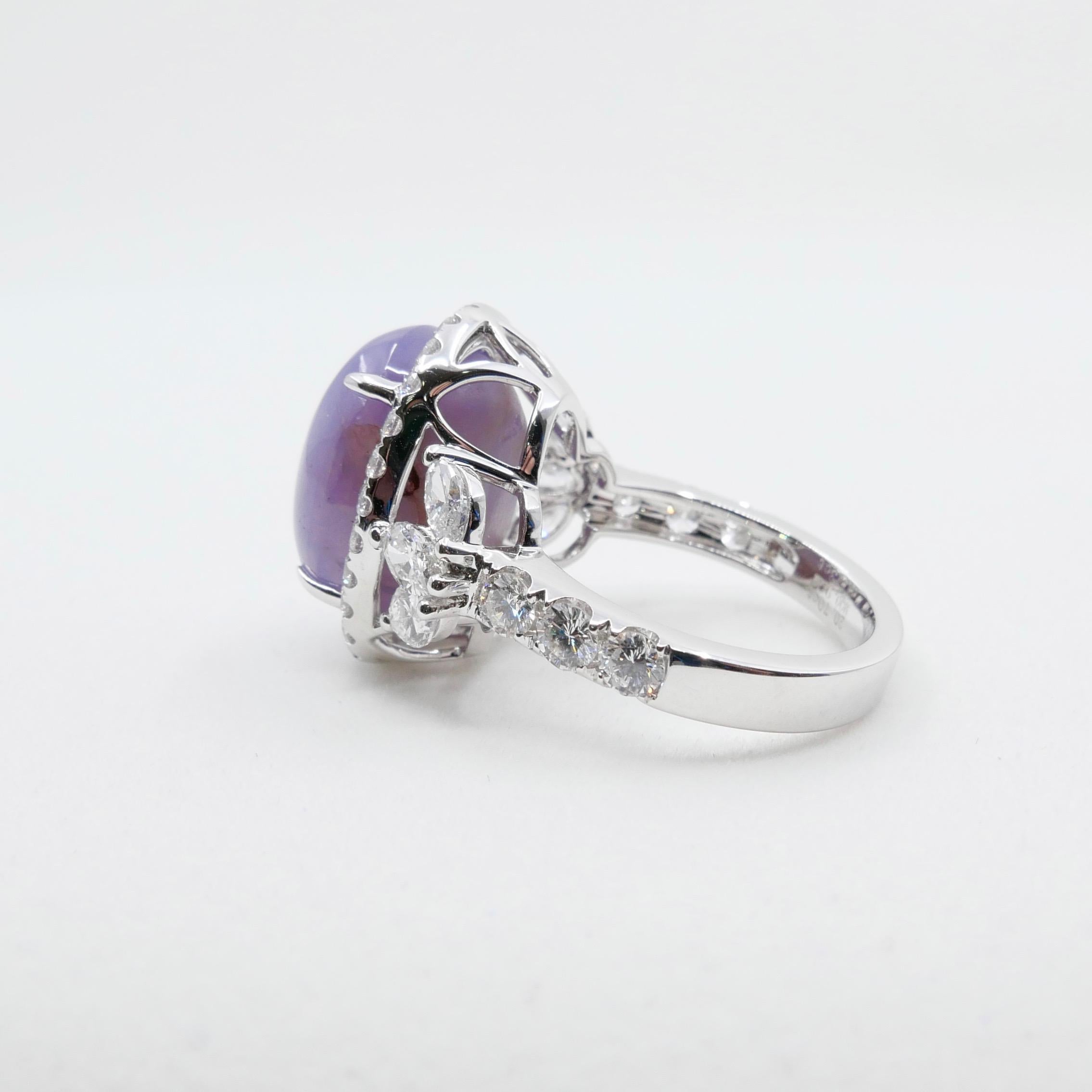 Certified Purple Star Sapphire 20.70 Carat Diamond Cocktail Ring, Statement Ring 6