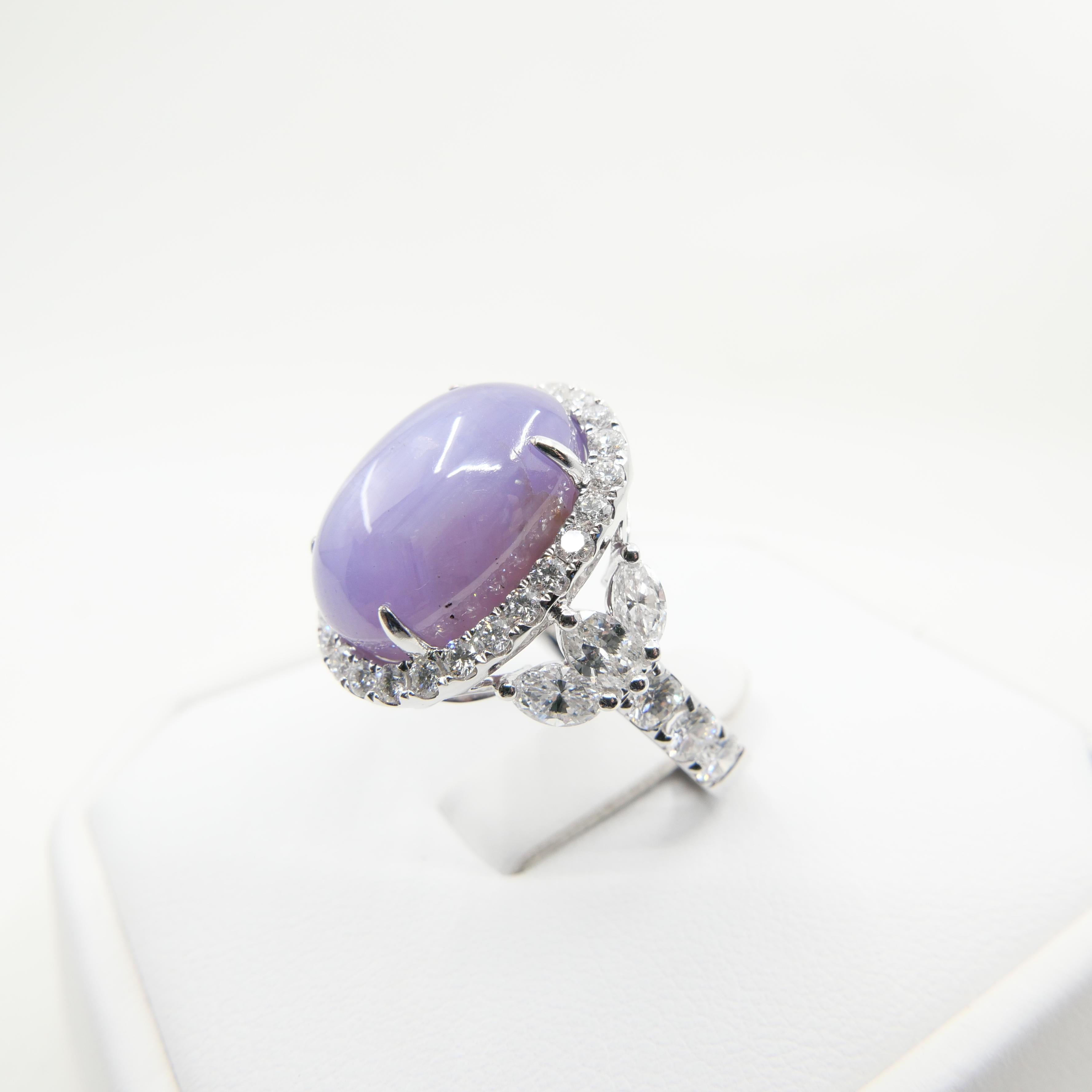Certified Purple Star Sapphire 20.70 Carat Diamond Cocktail Ring, Statement Ring In New Condition In Hong Kong, HK