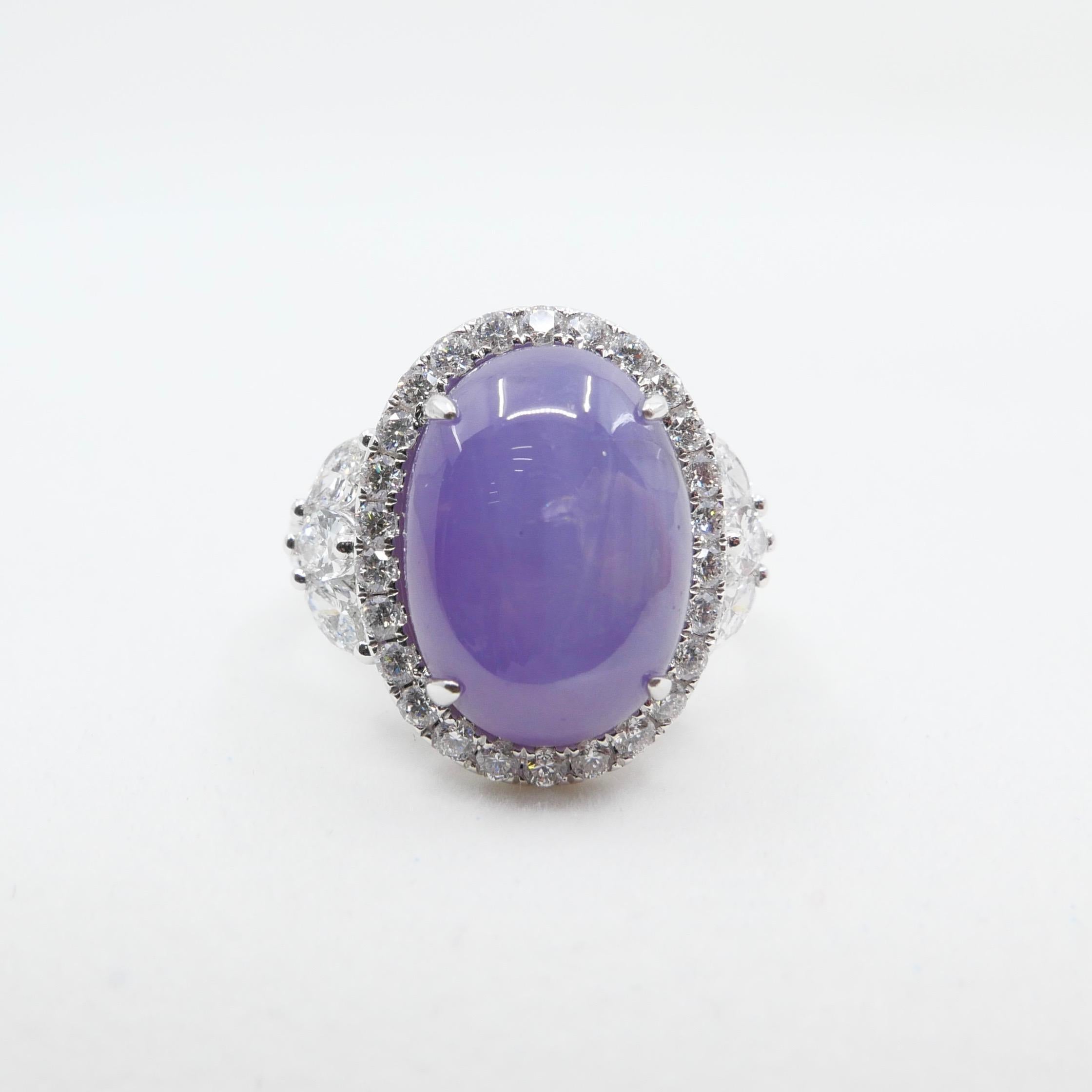 Certified Purple Star Sapphire 20.70 Carat Diamond Cocktail Ring, Statement Ring 1