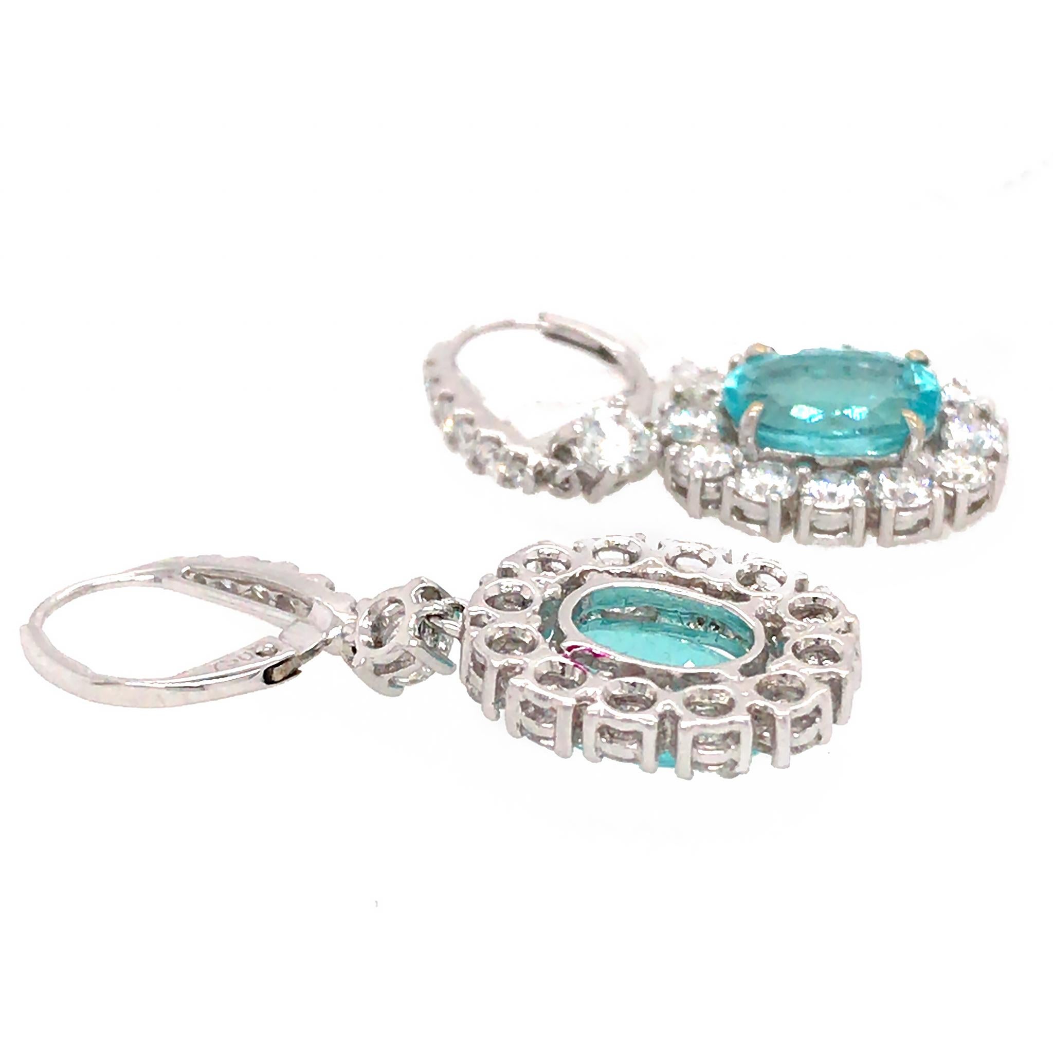 Women's Certified Rare Blue Paraiba and Diamond Earrings