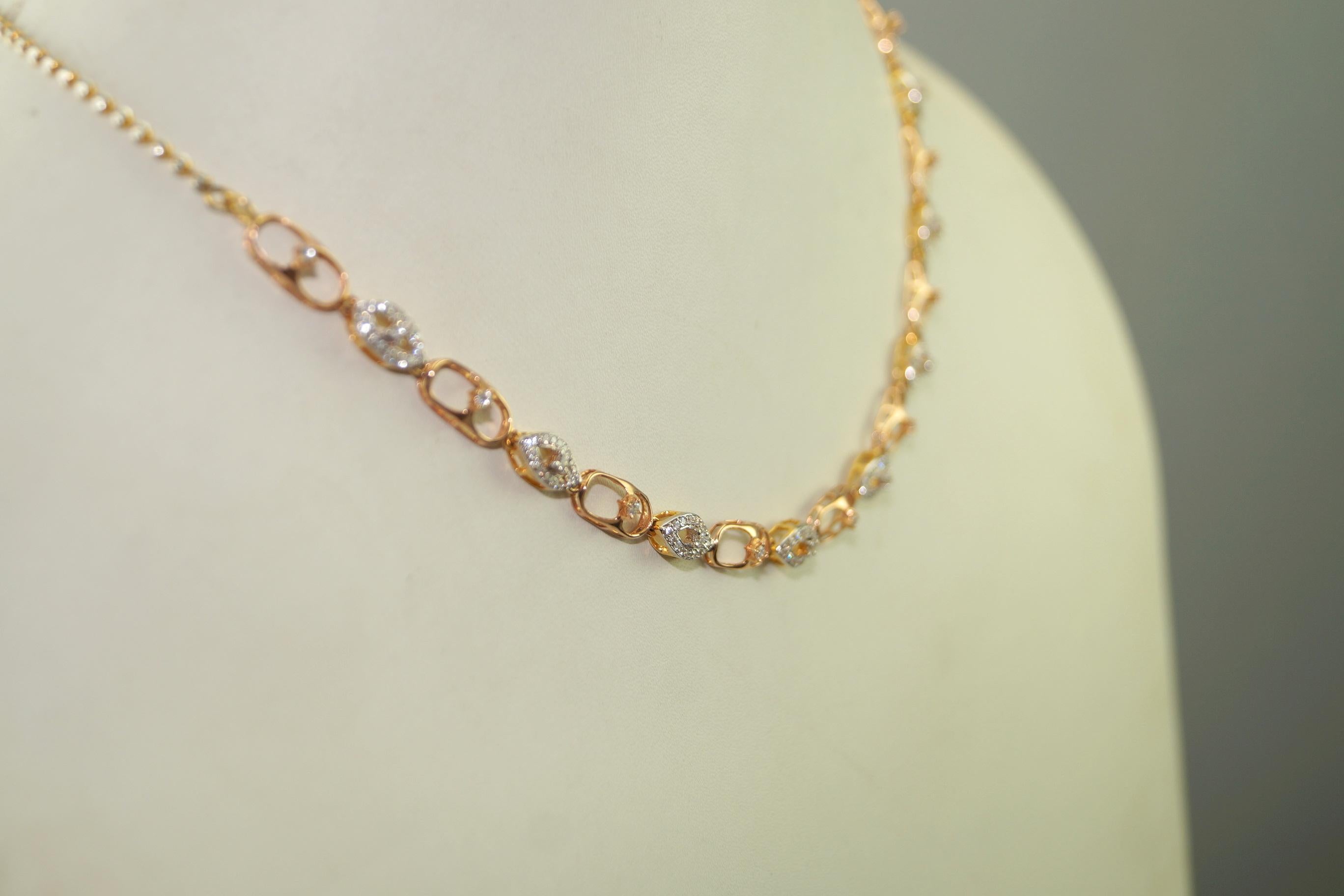 Women's or Men's Certified Real brilliant cut diamonds 18K rose gold choker necklace set earrings For Sale