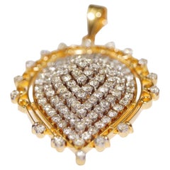 Zertifizierte echte Diamanten im Brillantschliff 18K massives Gold Tränen-Statement-Anhänger