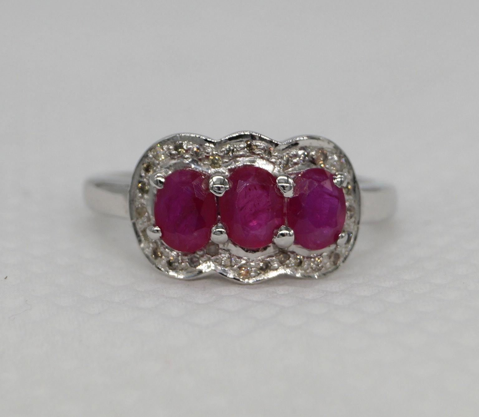 Royal Floral ruby 925 silver ring consists of:
Gross weight-  3.400grams

Diamond- Excellent cut diamonds

Gemstone name- Ruby
Gemstone type- Natural real

Metal- Silver
Metal purity- 925 sterling silver
Metal color- White gold plated

