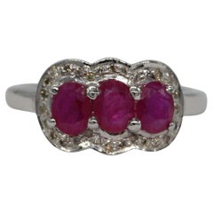 Diamante certificato di rubino naturale AAA Anello in argento 925 placcato in oro bianco