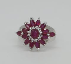 Certified Real Natural AAA Ruby Sterling silver white gold-plated wedding ring