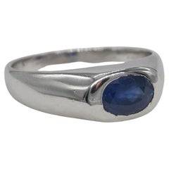 Zafiro azul natural auténtico certificado Anillo de plata de ley chapado en oro blanco