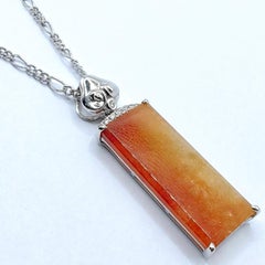 Certified Red Jadeite Jade Peace Pendant with Diamond Bail in 18K White Gold