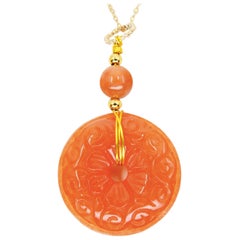 Certified Red Jadeite Jade Pendant Drop Necklace, Hand Gold Wiring Workmanship