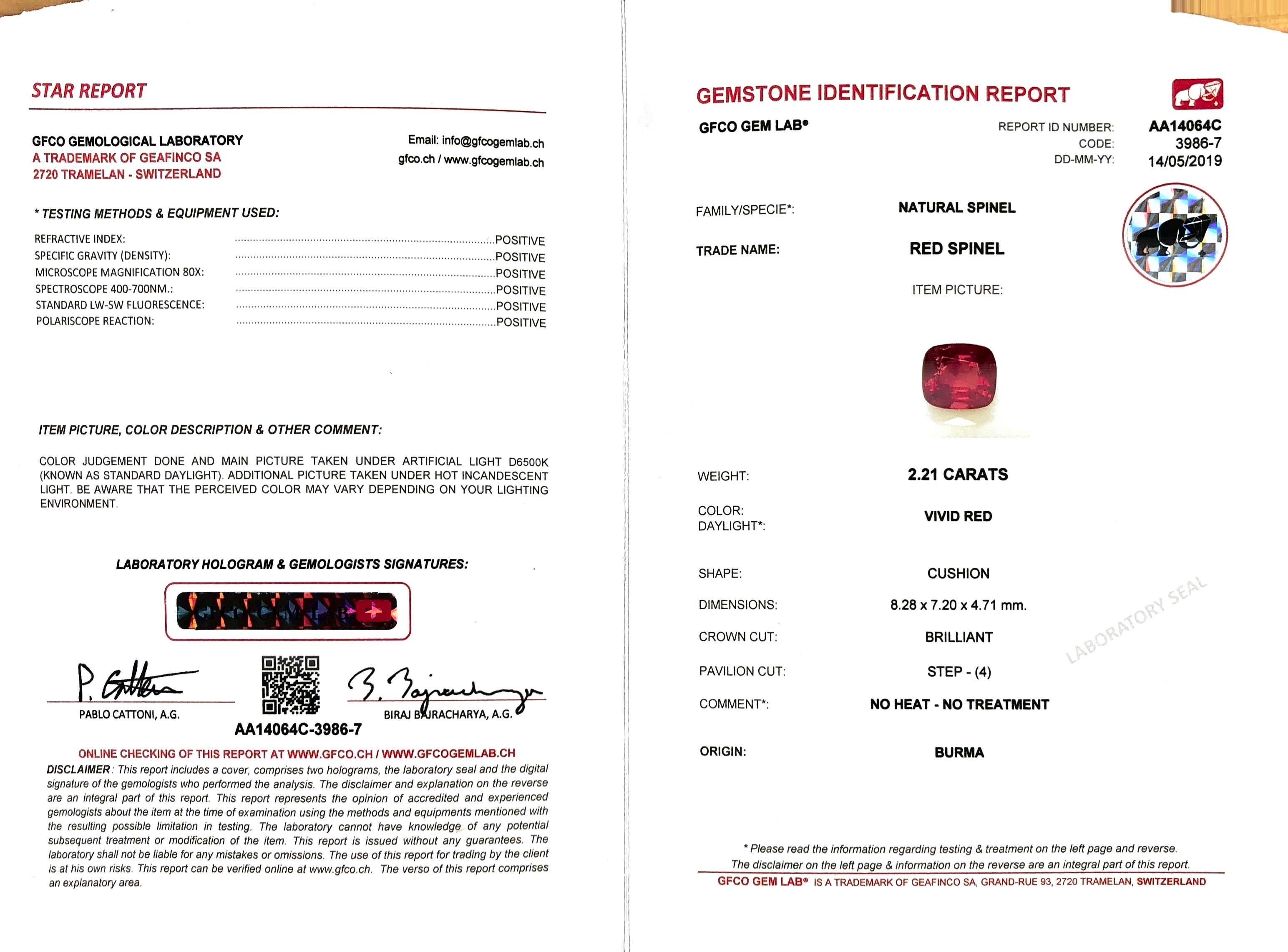 zertifizierter roter Spinell und Diamant-Cocktailring aus 18 Karat Gold im Angebot 4