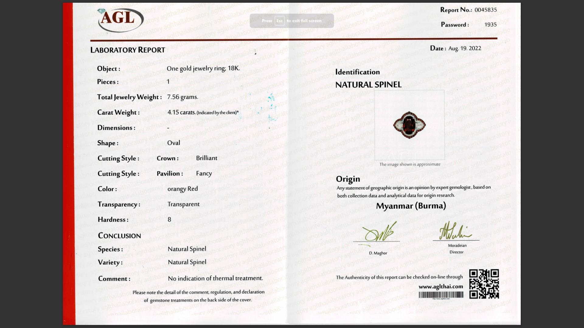 Bague de fiançailles à trois pierres en spinelle rouge certifiée et diamant Unisexe en vente