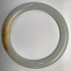 Brazalete de jadeíta birmana auténtica, certificado, de color marrón rojizo anaranjado y blanco roto