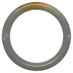 Brazalete de jadeíta birmana auténtica, certificado, de color marrón rojizo anaranjado y blanco roto