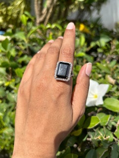 Gran Anillo de Cóctel de Diamantes Granate de 14,54 CTW en Oro Amarillo Macizo de 14k